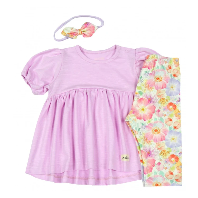 komplet dla dziewczynki tunika+legginsy 3/4