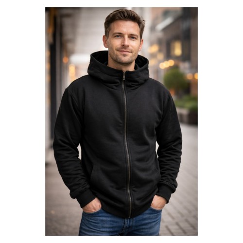 bluza męska  z kapturem i wysoką stójką