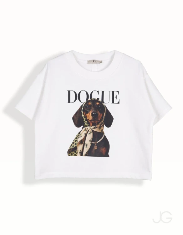 Bluzka damska z nadrukiem DOGUE ecru