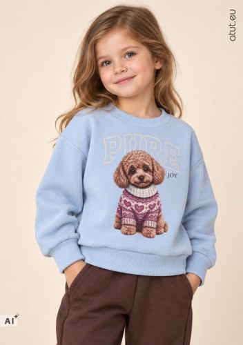 Niebieska bluza dziewczęca z pieskiem PURE JOY