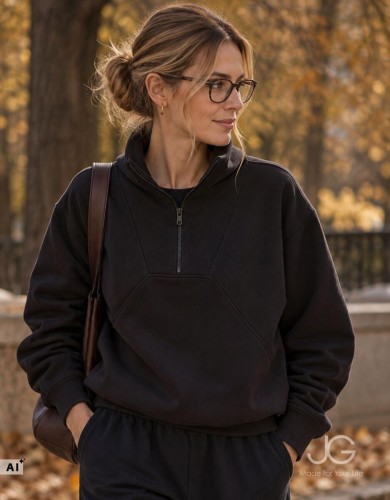 Bluza damska ze stójką i krótkim zamkiem
